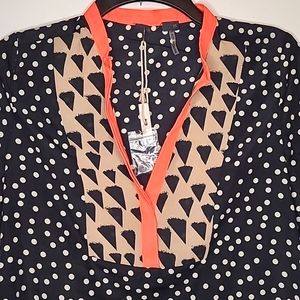 NWT Black & white polka dot blouse XS